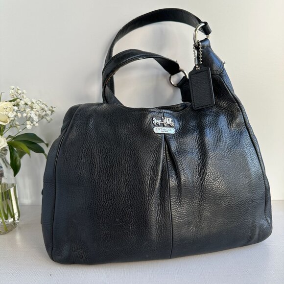 Coach Madison Maggie Soft Black Leather Hobo/Shoulder Bag - Picture 1 of 16
